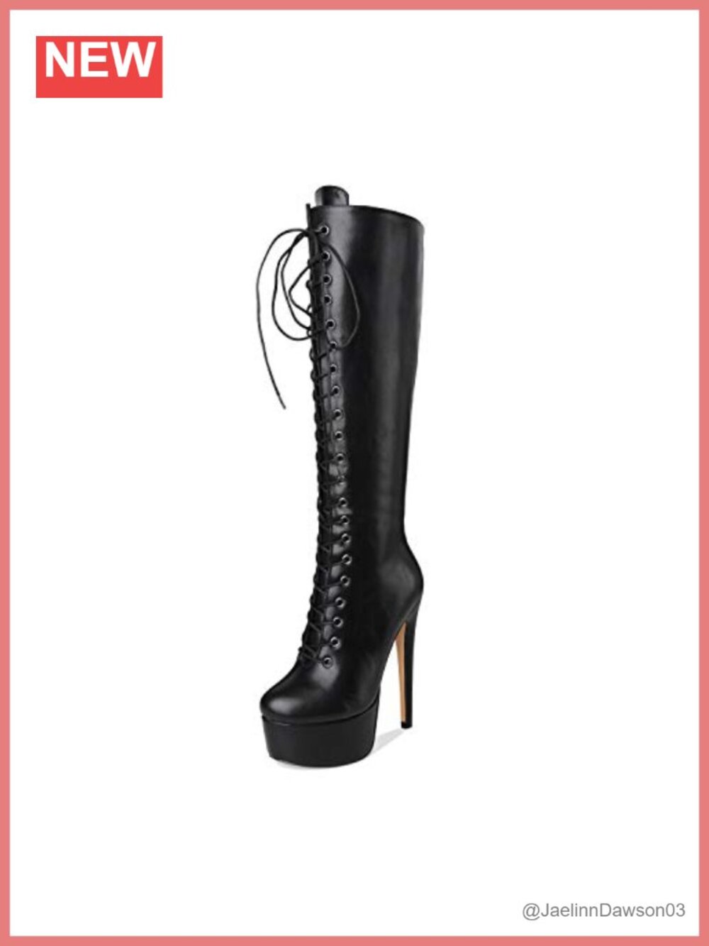 Women's Platform Lace Up Stiletto High Heel Knee High Boots
